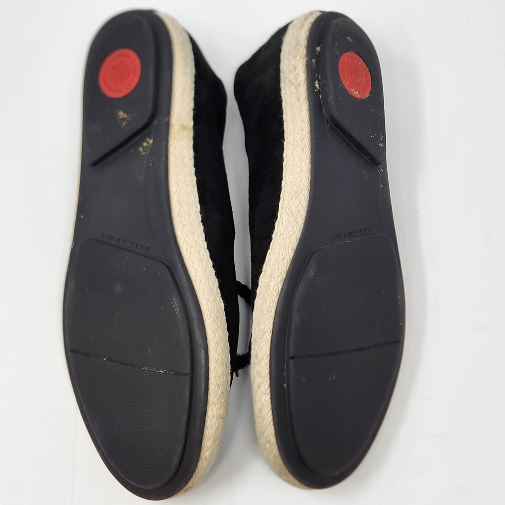 FitFlop Womens Fia Black Suede Lace Up Ballet Flats Size 7.5 Espadrille Comfort - Picture 9 of 9